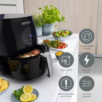 Brock AFD 3502 BK heteluchtfriteuse 3,5L 1200W zwart