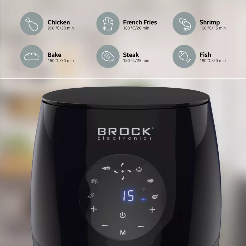 Brock AFD 3502 BK heteluchtfriteuse 3,5L 1200W zwart