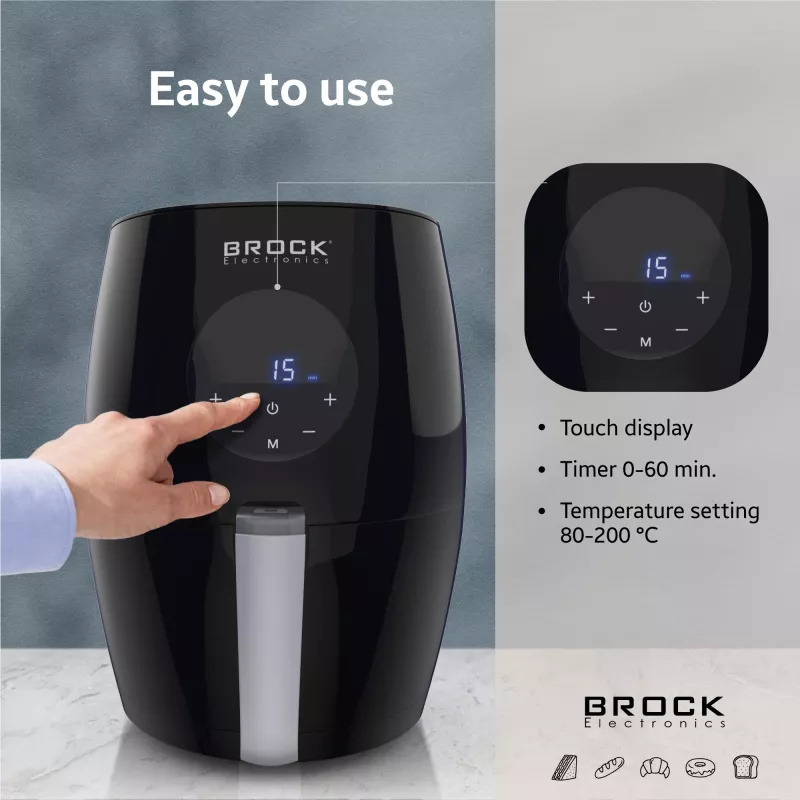 Brock AFD 3502 BK heteluchtfriteuse 3,5L 1200W zwart