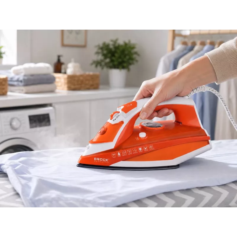 Brock BSI 5503 OR stoomstrijkijzer 2600W keramische strijkzool oranje