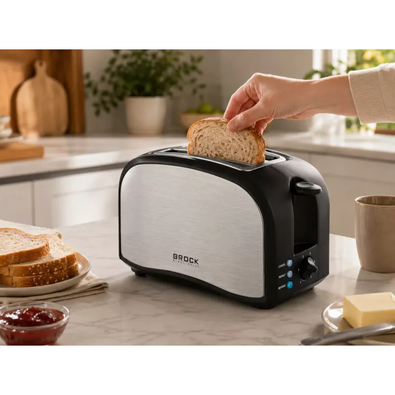 Brock BT 1003 SS toaster 800W, zwart/roestvrij staal