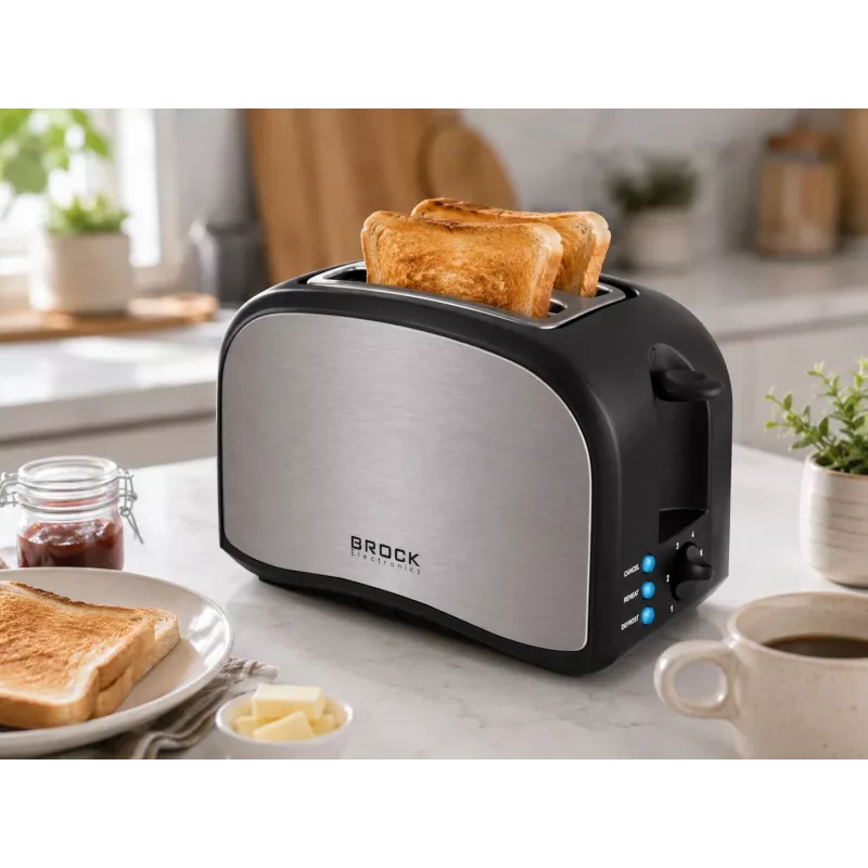 Brock BT 1003 SS toaster 800W, zwart/roestvrij staal