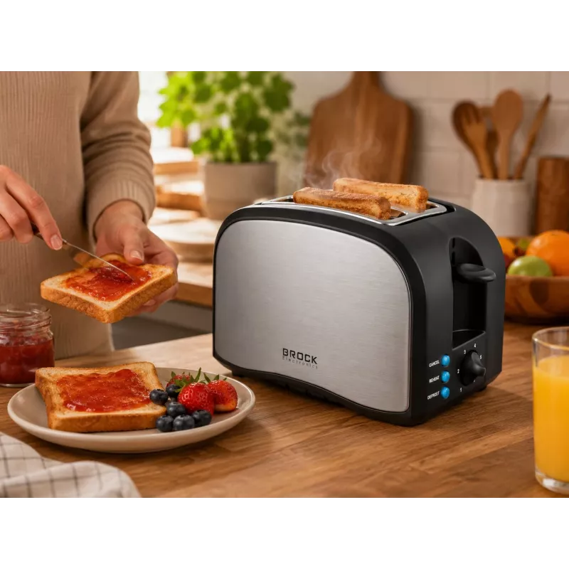 Brock BT 1003 SS toaster 800W, zwart/roestvrij staal
