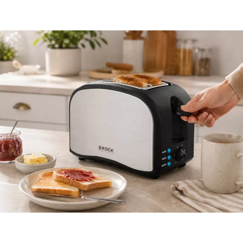 Brock BT 1003 SS toaster 800W, zwart/roestvrij staal