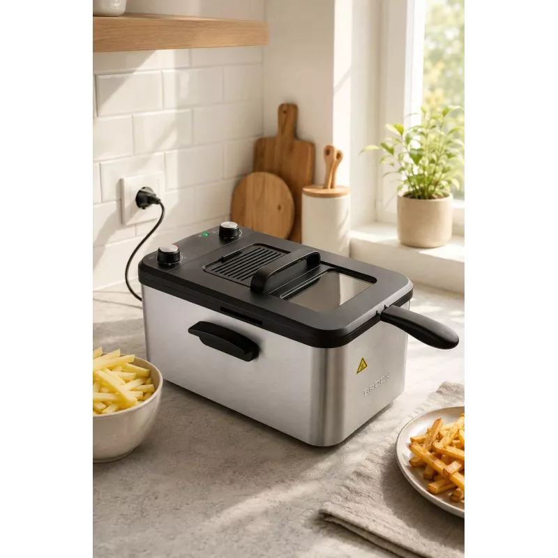Brock DF 3001 SS friteuse 3,2L 2200W zwart/roestvrij staal