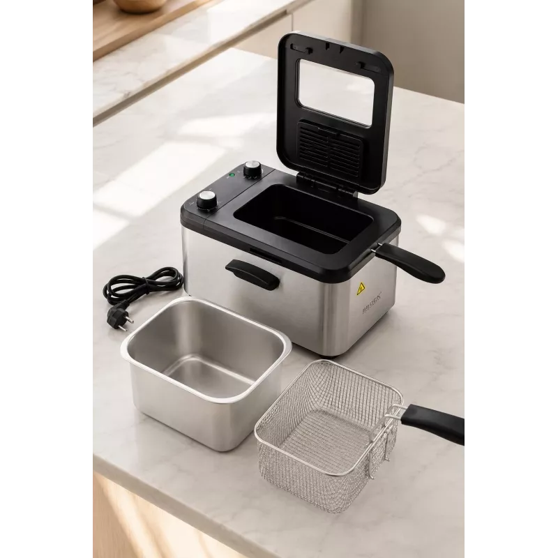Brock DF 3001 SS friteuse 3,2L 2200W zwart/roestvrij staal