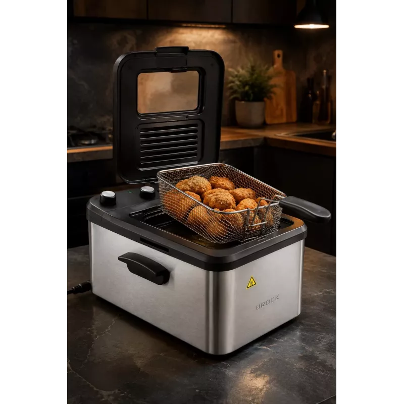 Brock DF 3001 SS friteuse 3,2L 2200W zwart/roestvrij staal
