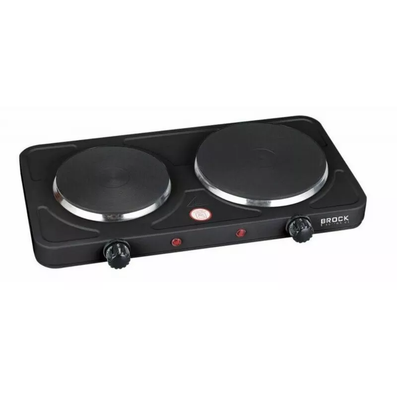 Brock EP 200 BK Elektrische kookplaat met twee pitten, 2500 W, zwart