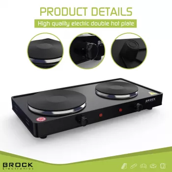Brock EP 200 BK dubbele kookplaat, 2500 W, zwart