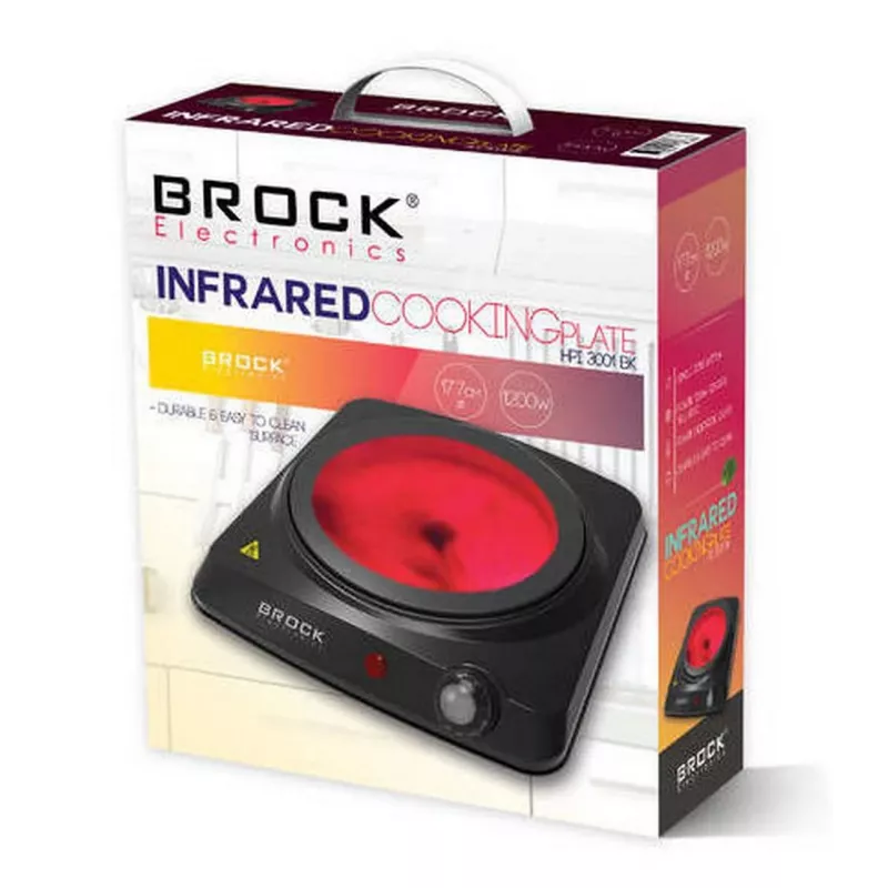 Brock HPI 3001 BK enkelvoudige kookplaat 1200W, 17,7 cm, zwart