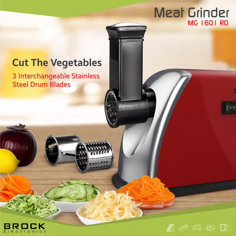 Brock MG 1601 RD vleesmolen 1400W, rood/staal