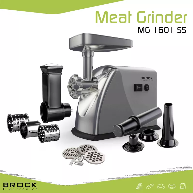 Brock MG 1601 SS vleesmolen 1400W, rood/staal