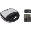 Brock SSM 2004 SS 3-in-1 sandwich-, wafel- & notengebakmaker, 750W, zwart/roestvrij staal