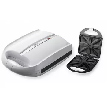 Brock SSM 3008 WH 8-bots XXL sandwichmaker, 1400W, antiaanbak driehoekige platen, koelgreep, veiligheidsslot, verticale opslag, wit