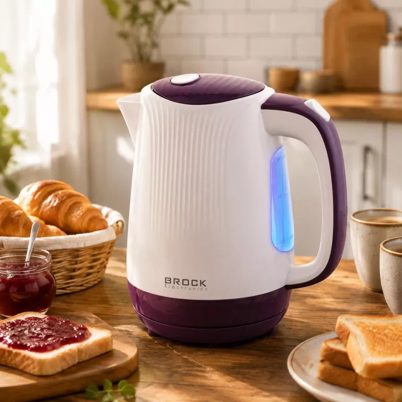 Brock WK 08 PR elektrische waterkoker 1,7L 2000W wit/paars