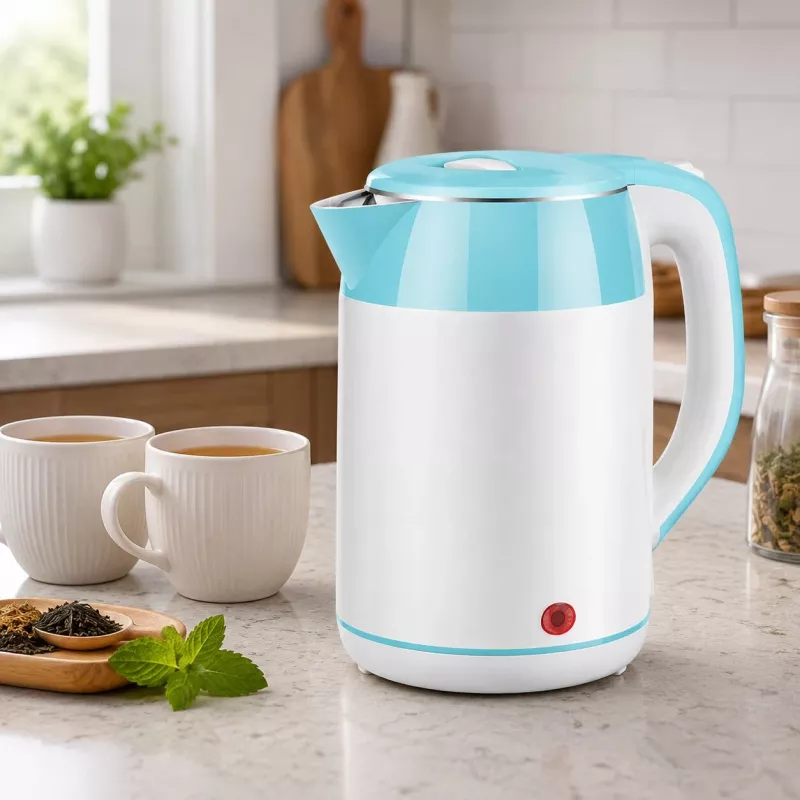 Brock WK 5521 WH elektrische waterkoker 1,8L 1500W wit/blauw met 360°-basis