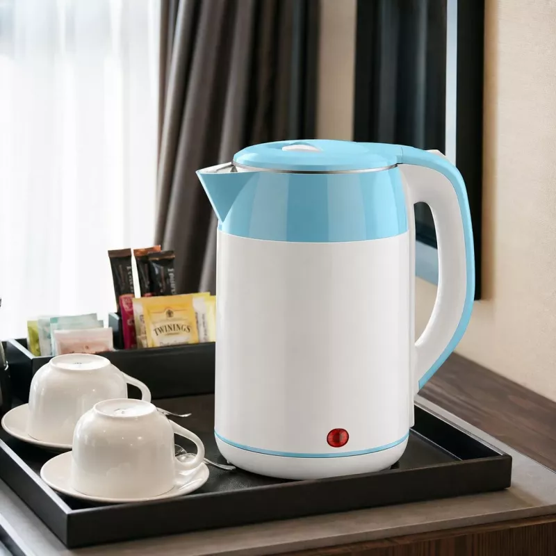 Brock WK 5521 WH elektrische waterkoker 1,8L 1500W wit/blauw met 360°-basis