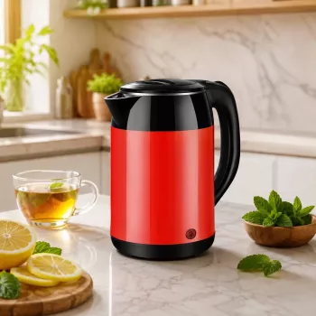 Brock WK 5522 RD elektrische waterkoker 1,8L 1500W zwart/rood met 360° basis