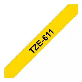 Brother P-touch TZS611 gelamineerde sterk hechtende tape 6mm zwart op transparant 8m