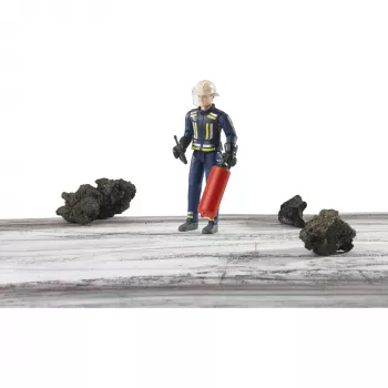 BRUDER bworld brandweerman met accessoires (blauw/geel) actiefiguur schaal 1:16