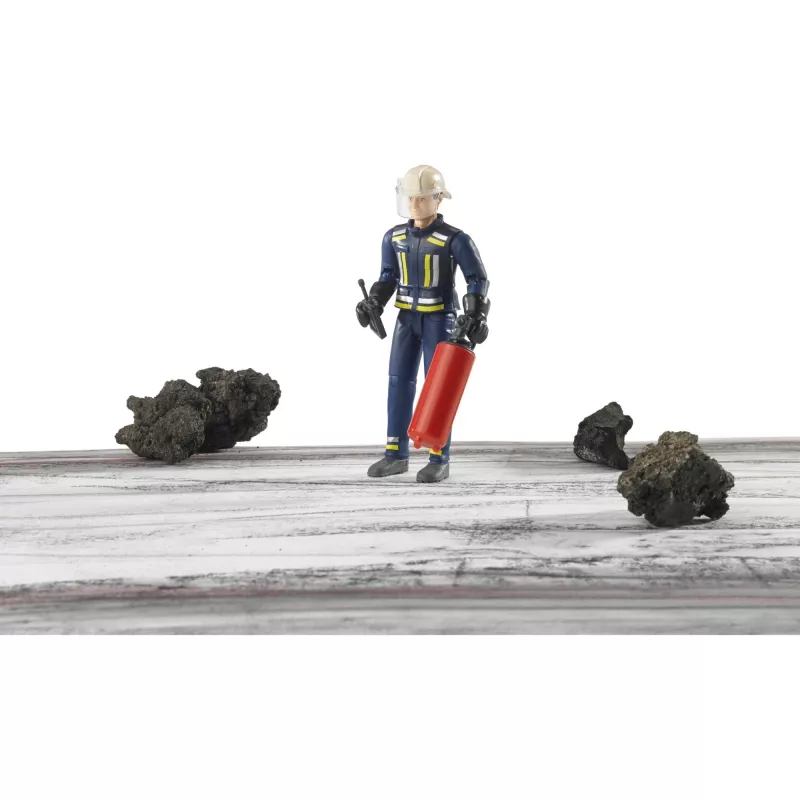 BRUDER bworld brandweerman met accessoires (blauw/geel) actiefiguur schaal 1:16