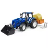 BRUDER New Holland T5.120 tractor met voorlader, laadbak en vorken 1:16
