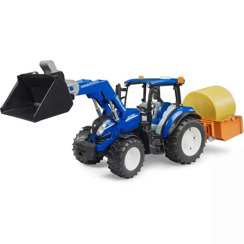 BRUDER New Holland T5.120 tractor met voorlader, laadbak en vorken 1:16