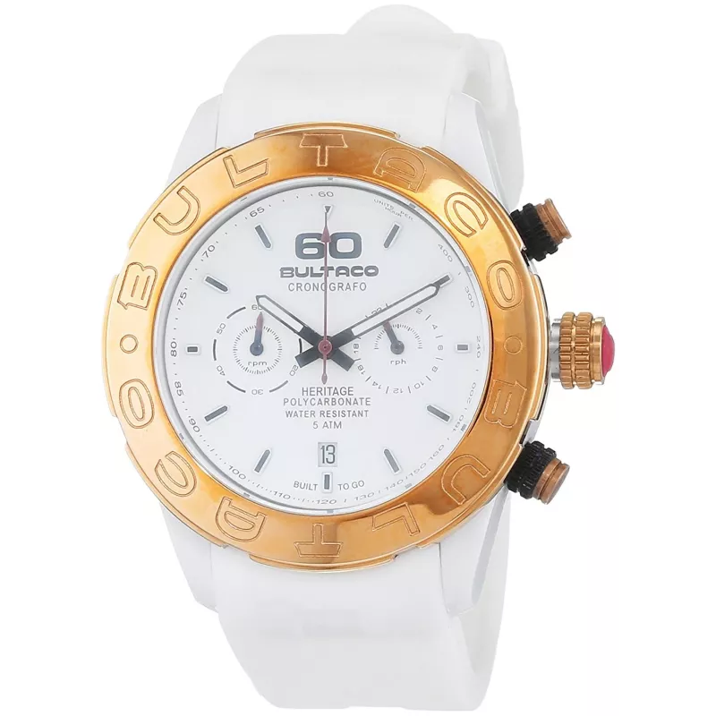 BULTACO H1PW43C-CW1 dames analoog quartz horloge 43mm witte leren band