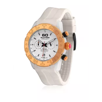 BULTACO H1PW43C-CW1 dames analoog quartz horloge 43mm witte leren band