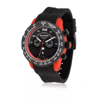 BULTACO MAN H1PO48C-SB2 48mm quartz analoog horloge zwarte wijzerplaat leren band