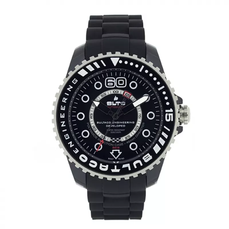 BULTACO HORLOGE HEREN BLPB45A-CB1 (45mm) quartz analoog RVS silicone zwart