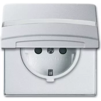 Busch-Jaeger 2064-0-0300 Schuko stopcontact-inzet, 2P+E, 16A, 250V, IP44, zilver