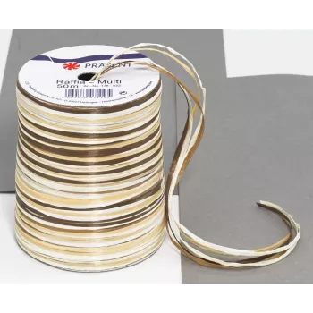 C.E. Pattberg raffia mat cadeaulint bruin/creme 10mm x 20m