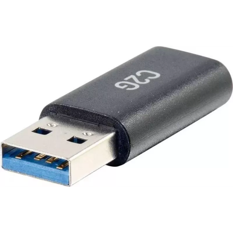 C2G USB C naar USB adapter - SuperSpeed USB adapter - 5 Gbit/s - USB-C bus naar USB-A stekker - USB 3.0 - vergoten - zwart
