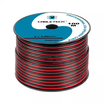 CABLETECH CCA luidsprekerkabel 2,5 mm zwart-rood 2-aderig lint bulkrol