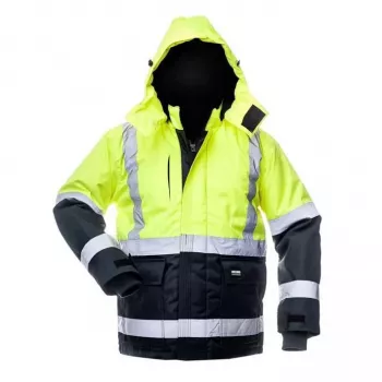 Canvas hi-vis jas WJ-8946 geel/blauw XL