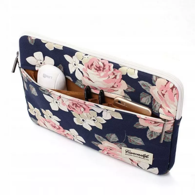 Canvaslife sleeve voor 13-14 inch laptop - wit en roze