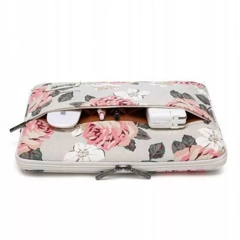 Canvaslife sleeve voor 13-14 inch laptop - wit en roze