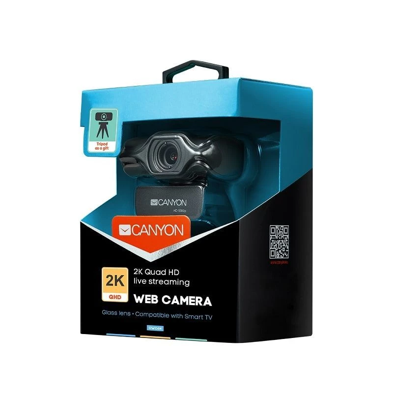 Canyon C6 2K Ultra Full HD 3.2MP webcam met USB 2.0, zwart