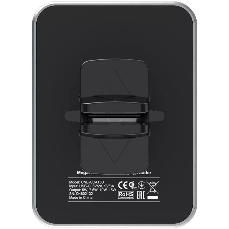 CANYON CH-15 autohouder en draadloze oplader MegaFix, 15W, USB-C, zwart