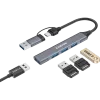 CANYON DS-02 4-in-1 USB-A/C-hub, grijs
