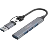 CANYON DS-02 4-in-1 USB-A/C-hub, grijs