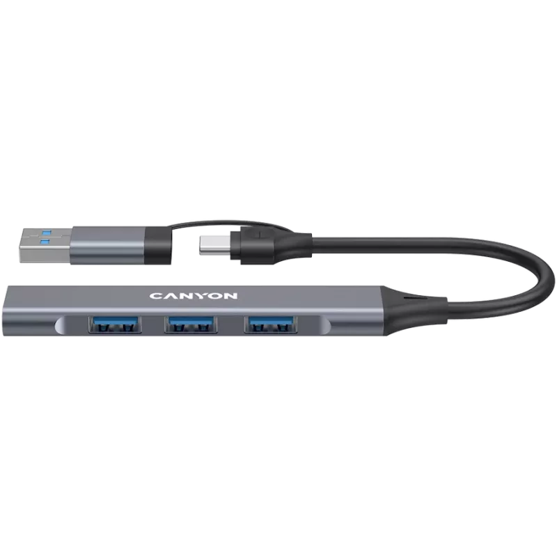 CANYON DS-02 4-in-1 USB-A/C-hub, grijs