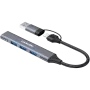 CANYON DS-02 4-in-1 USB-A/C-hub, grijs