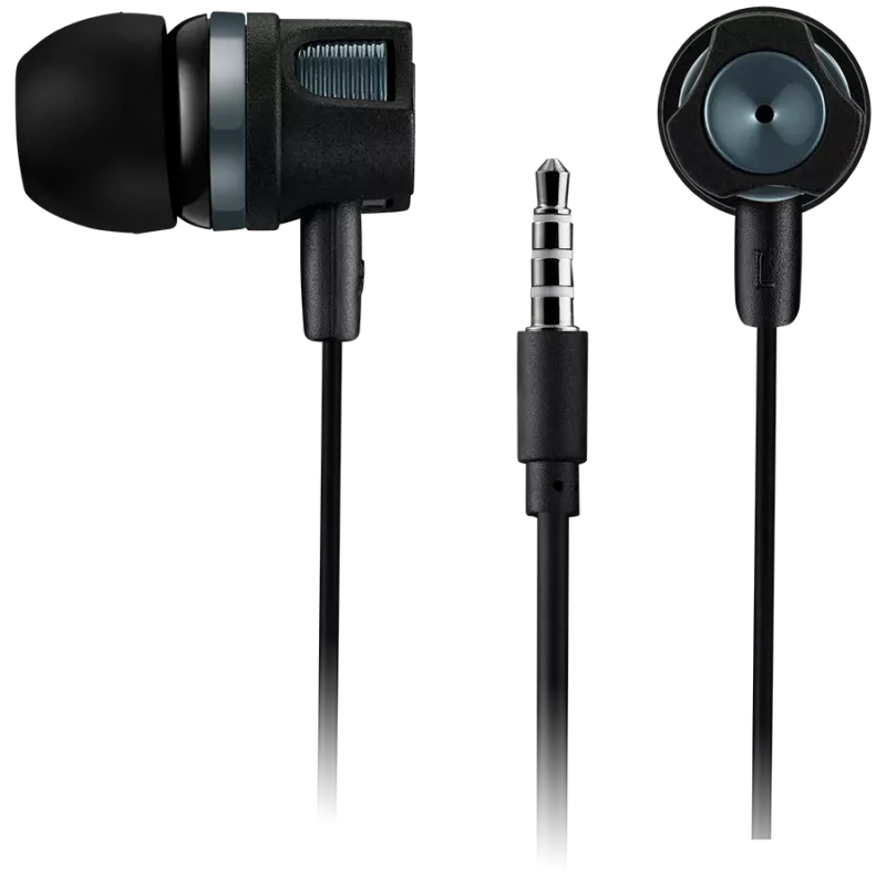 CANYON EP-3 in-ear headset met microfoon, 1,2 m platte kabel, donkergrijs