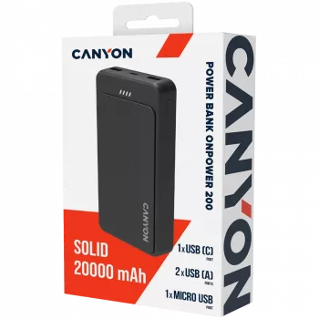CANYON OnPower 200 Power Bank 20000mAh Zwart