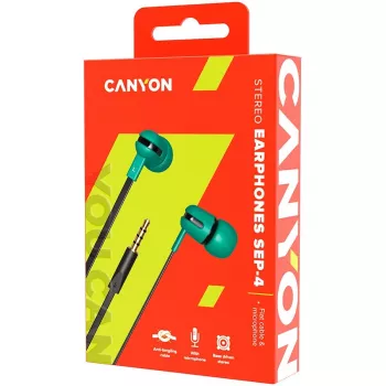 Canyon SEP-4 stereo-koptelefoon met microfoon, 1,2 m platte kabel