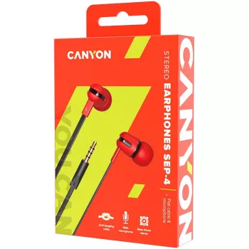 Canyon SEP-4 stereohoofdtelefoon met microfoon 3,5 mm rood