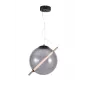 Cara 20cm hanglamp met rookglas en zwart metalen frame, E27, dimbaar