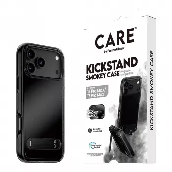 CARE by PanzerGlass Kickstand hoes Smokey met zwart MagSafe voor iPhone 17 Pro Max